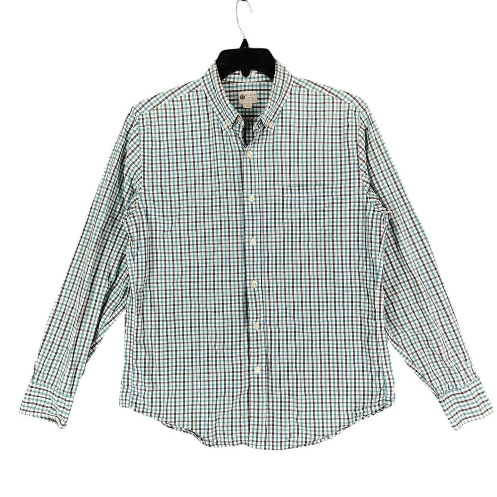 J.Crew Shirt Mens L Gingham Preppy Business Casual Tailored‎ Worn Broken In Look